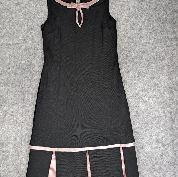 Joseph Ribkoff Elegant Black and Pink Satin Sleeveless Dress - Picture 5 of 9